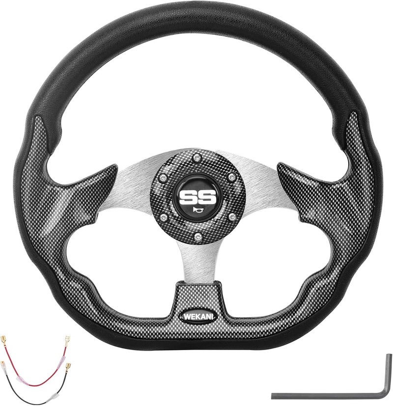 WEKANI D Golf Cart 12.5 Inch Steering Wheel， for Club Car EZGO Yamaha Golf Cart， with Car Horn Button，Cool racing steering wheel - Image 1